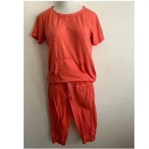 GreenTea Orange Crop Pants Lounge Set S - Picture 2 of 15